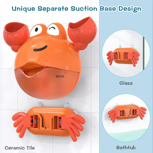 Miniatura 5 de KINDIARY Juguete de baño, máquina de burbujas de baño de cangrejo para bebé, niños pequeños de 1 a 3 años, bebés, niños, soplador automático