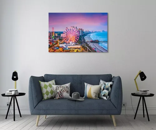 Miniatura 2 de Myrtle Beach - Arte de pared con diseño de horizonte de la ciudad de Carolina del Sur, Estados Unidos, para oficina, sala de estar, dormitorio