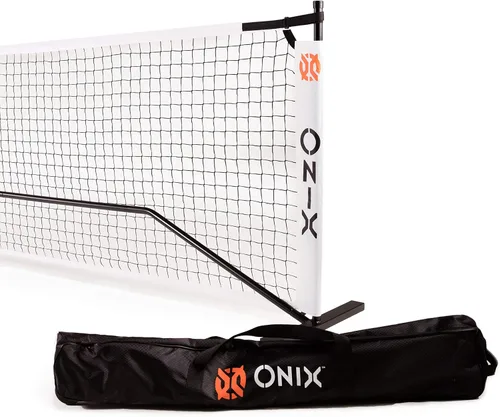 ONIX Pickleball 2 en 1 Juego de red portátil de tamaño reglamentario y red de práctica incluye estuche de transporte con ruedas