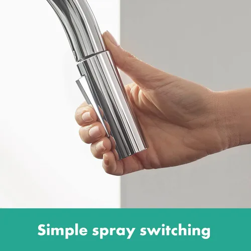 Miniatura 3 de Hansgrohe Metropol - Grifo de cocina para baño individual empotrado con palanca, color negro mate 240 con rociador extraíble y rango giratorio