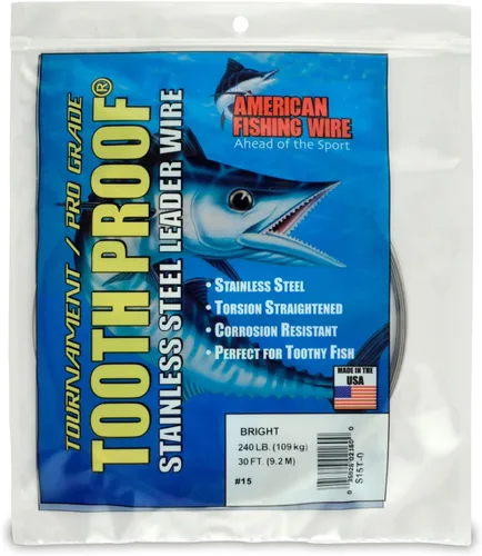 Miniatura 81 de AFW Alambre Líder Duro de Una Hebra de Acero Inoxidable a Prueba de Dientes - Brillante y Camuflaje para Tiburón, Barracuda, Caballa Real, Wahoo
