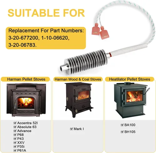 Miniatura 2 de Encendedor 3-20-677200 para Harman Accentra 52I, P68, P43, Absolute 63, XXV, Advance, P35i Piezas para estufas de pellets, Harman Estufas de pellets