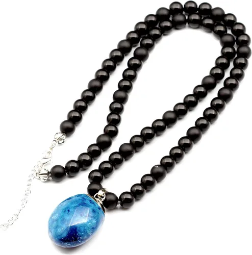Miniatura 168 de Colgante de turmalina cruda natural, Collar de cuentas de ónix negro genuino, Collar de piedra negra, Collar de piedras preciosas, Cuentas de 0.315