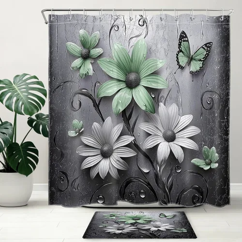 Miniatura 21 de LB Get Naked - Cortina de ducha pequeña de 48 x 68 pulgadas, forro de cortina de ducha de tamaño medio azul y rosa, cortinas de ducha estrechas