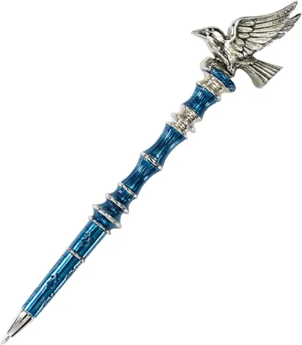 Miniatura 6 de The Noble Collection Harry Potter Ravenclaw - Bolígrafo chapado en plata, 8 pulgadas (8.3 in) rematado con la mascota Raven House de Ravenclaw
