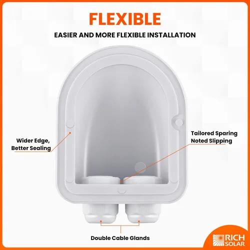 Miniatura 4 de RICH SOLAR Caja solar de doble cable de entrada Glándula Caja de entrada de cable doble solar para RV Remolque Barco Todo Cable Blanco