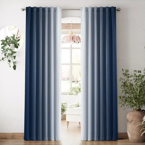 Miniatura 12 de Vangao Cortinas bohemias 100% opacas de 63 pulgadas de largo, para dormitorio, sala de estar, estampado geométrico, oscurecimiento de la habitación