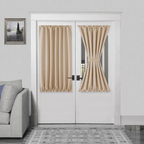 Miniatura 153 de DWCN Cortinas para puerta francesa: cortina térmica con bolsillo para barra para puertas con ventana de vidrio, puertas de cocina y patio