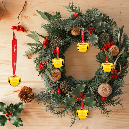 Miniatura 6 de 24 adornos de campana de Navidad de 1.5 pulgadas, cascabeles polares de Papá Noel con cinta Believe, decoraciones de árbol de Navidad