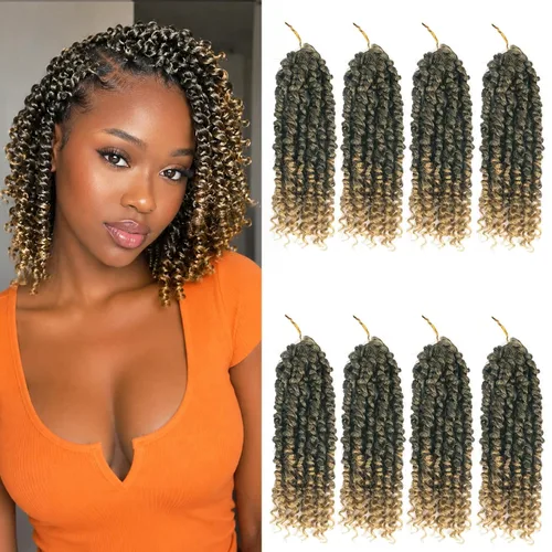 Miniatura 82 de Bileaf Paquete de 8 de cabello de ganchillo trenzado de pasión de 6 pulgadas para mujeres, pelo corto de ganchillo trenzado de pasión pretrenzado