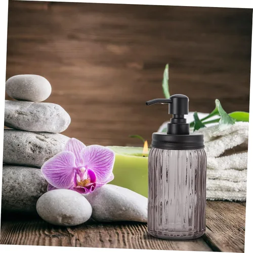 Miniatura 7 de SHOWERORO 1 bomba de jabón de acero inoxidable para frasco, elegante dispensador de jabón líquido, compatible con frascos de boca regular, repuesto