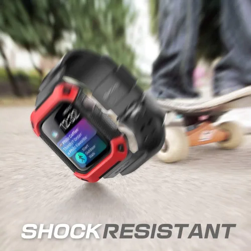 Miniatura 5 de SUPCASE Funda con correa para Apple Watch 9/8/7/6/5/4/SE de 45/44mm (Unicorn Beetle Pro), [antiarañazos] [protector de parachoques], funda Rojo