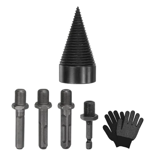 Miniatura 13 de M METERXITY Paquete de 1 broca divisora de madera de 1.260 in + 4 asas (cuadrada+redonda+vástago hexagonal+hexagonal pequeño) broca divisor de leña