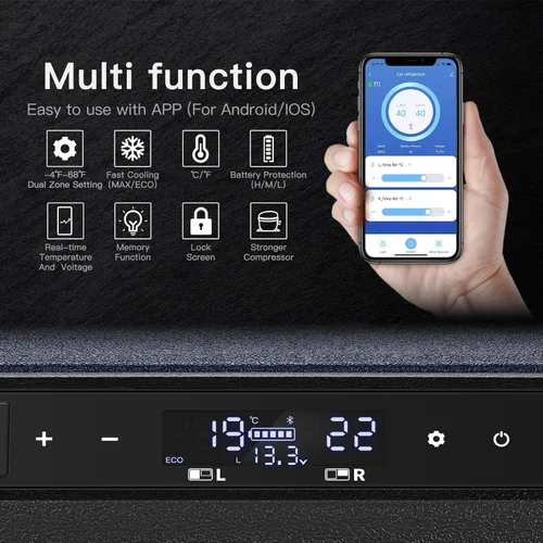 Miniatura 4 de BODEGACOOLER Refrigerador de Auto de 12 Voltios, Control de APP de Doble Zona, Diseñado con Congelador Portátil de Puerta Removible de 2 Vías, 75