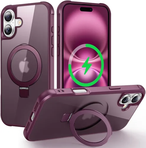 Miniatura 161 de CHAOFEnG Funda magnética compatible con iPhone 11 con soporte, prueba de caídas de grado militar, compatible con imán, anillo translúcido, parte