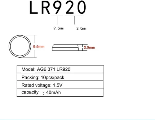 Miniatura 2 de 10 pilas de botón AG6 de 1.55 V, batería alcalina 371 SR920SW LR920 SR927 171 370 L921 LR69 SR920 AG6 baterías [10 unidades/paquete]