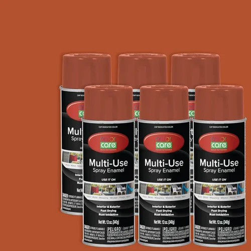 Miniatura 6 de Pintura en aerosol, 12 onzas, paquete de 6 (mezcla de colores cálidos: blanco brillante, rojo rubí, naranja, amarillo, marrón, negro brillante)
