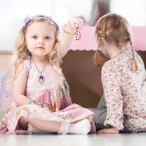 Miniatura 8 de Juego de 36 piezas de joyería de princesa para niñas de 4 a 6 años, disfraz de niños, joyería, collar, pulsera, anillos para niños pequeños, regalos