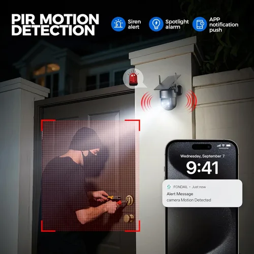 Miniatura 6 de LITYMOL Cámara solar 2K para seguridad en el hogar, cámaras de seguridad de visión de 360° inalámbricas para exteriores, visión nocturna a
