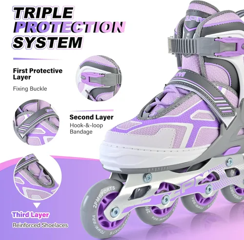 Miniatura 5 de 2PM SPORTS - Patines en línea ajustables Torinx verde para niños, patines divertidos para principiantes para niños, jóvenes, niñas, hombres y mujeres