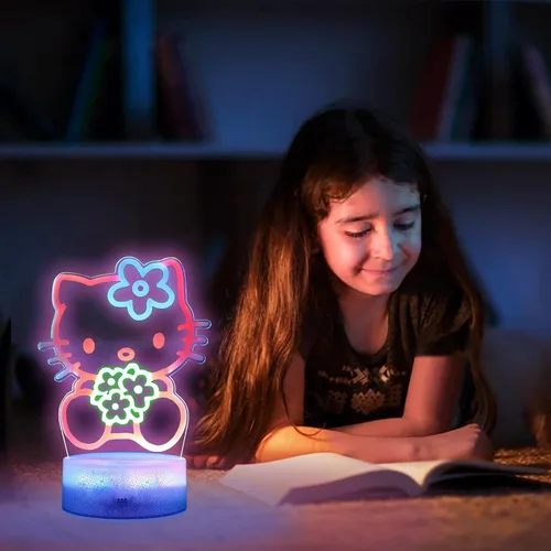 Miniatura 10 de Lámpara de mesa de noche de 16 colores con ilusión 3D, lámpara LED con control táctil y remoto, lámpara LED de anime kawaii, lámpara de escritorio