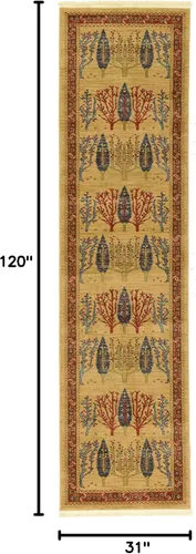 Miniatura 2 de Unique Loom Fars Collection - Alfombra moderna de diseño botánico inspirado en tribal, 2 pies 7 pulgadas x 10 pies 0 pulgadas, bronceado/rojo