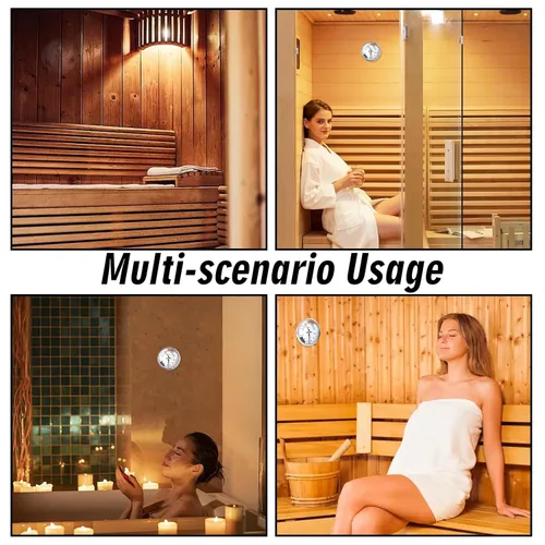 Miniatura 7 de Termómetro de sauna Fahrenheit e higrómetro, medidor de higrotermógrafo de metal mecánico 2 en 1, accesorios de sauna, monitor preciso