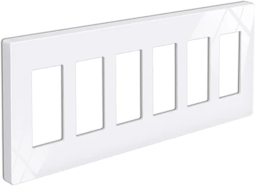 Miniatura 11 de BESTTEN Placa de pared sin tornillos de 5 segmentos, cubierta de enchufe decorador, placa decorativa para interruptor, serie blanca nieve brillante