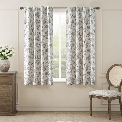 Miniatura 16 de jinchan Cortinas Opacas Florales para Dormitorio, 63 Pulgadas de Largo Cortinas Opacas con Estampado de Flores, Estilo Campo Francés con Pestañas