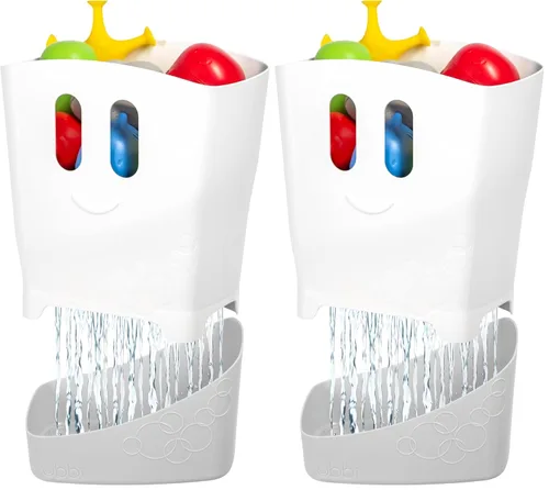 Miniatura 9 de Ubbi Set de regalo esencial para el tiempo del baño del bebé, recipiente de juguete de baño con drenaje de pie, apto para lavavajillas, blanco Set