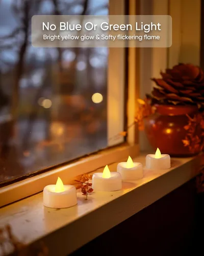 Miniatura 3 de merrynights - Velas LED sin llama, paquete de 12 velas pequeñas a pilas, velas para decoración de fiestas, hogar, bodas y otoño, 1.5 x 1.25 pulgadas