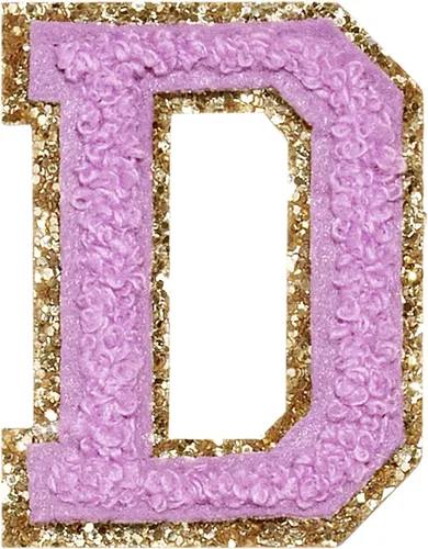Miniatura 32 de Parches de letras de felpilla para planchar con purpurina, parches bordados con borde dorado, parches para coser en ropa, sombrero, camisa, bolsa