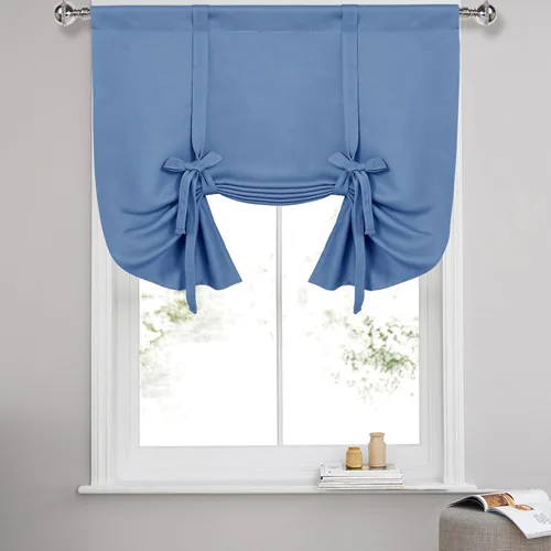 Miniatura 47 de DWCN Cortinas Opacas - Persiana Enrollable con Lazos para Ventana, Aislamiento Térmico, Oscurecimiento de Habitación, Cortinas con Bolsillo