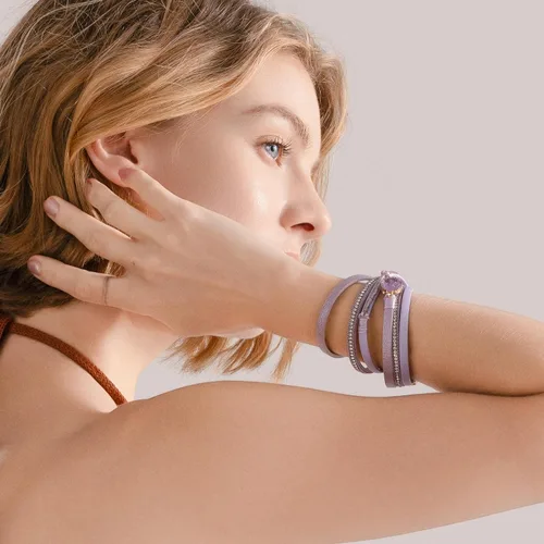 Miniatura 57 de FANCY SHINY - Pulsera de cuero estilo bohemio, pulsera de cuentas de cristal con cierre magnético, regalos de joyería para mujer