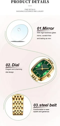 Miniatura 4 de BESTKANG Reloj rectangular de moda casual para mujer, reloj de pulsera de cuarzo con pulsera de acero inoxidable, resistente al agua.