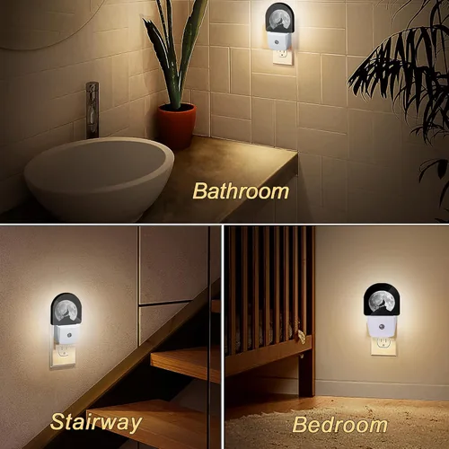 Miniatura 6 de Luz nocturna, luna llena aullando lobo luces nocturnas enchufables a la decoración de pared, escalera interior del hogar, pasillo de cocina, niños