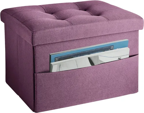 Miniatura 16 de LINMAGCO Taburete otomano plegable de almacenamiento, reposapiés de terciopelo con acolchado moderno otomano con almacenamiento para sala de estar