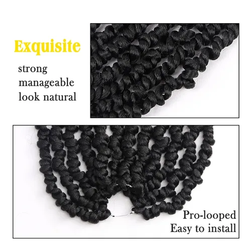 Miniatura 6 de Cabello Passion Twist – 8 pulgadas Passion Twist Crochet Hair para mujer, 8 paquetes de cabello rizado pretrenzado Passion Twists extensiones de 1b