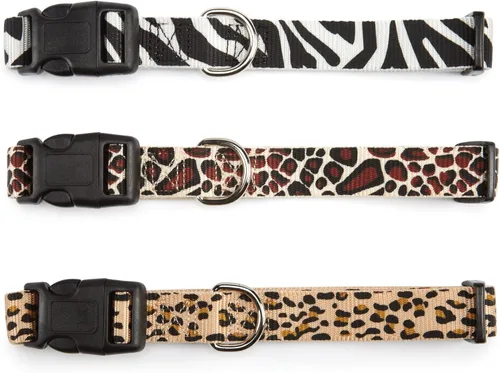 Miniatura 2 de East Side Collection Collar de perro de nailon con estampado de guepardo, 6 a 10 pulgadas