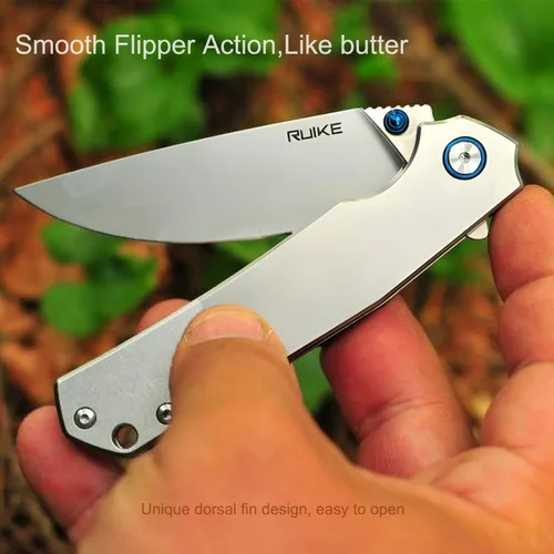 Miniatura 5 de Cuchillo táctico plegable de bolsillo Ruike para hombres, hoja de acero inoxidable 14C28N, bloqueo de marco, cuchillos pequeños de camping EDC