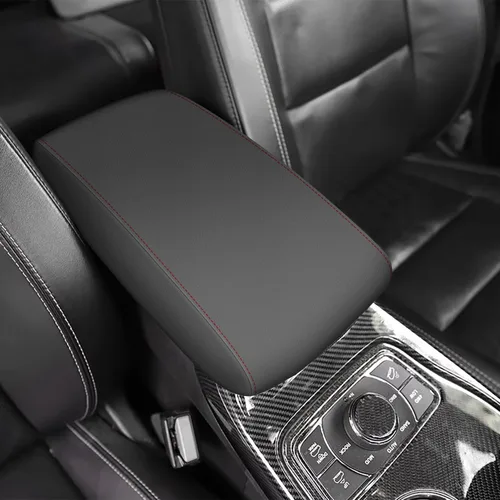 Miniatura 9 de AOMSAZTO Fundas de cuero negro para apoyabrazos de Grand Cherokee 2011-2021 para Jeep Cojín de consola para Grand Cherokee (no para 2022)
