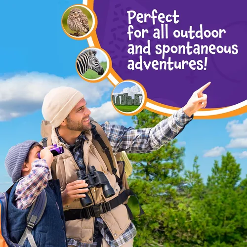 Miniatura 8 de Think Peak - Binoculares rojos de juguete científico para niños de 3 a 12 años – Aventura real compacta al aire libre y STEM Educativo Naturaleza