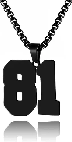 Miniatura 79 de Collar de Número Dorado para Hombre, Cadena de Acero Inoxidable con Colgante de Número para Atletas, Joyería Deportiva Personalizada para Niños