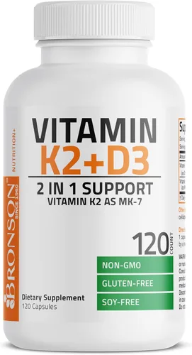 Miniatura 5 de Bronson Vitamina K2 (MK7) con suplemento D3 Fórmula no OGM 5000 UI de vitamina D3 y 90 mcg de K2 MK-7 Fácil de tragar Complejo de vitamina D y K
