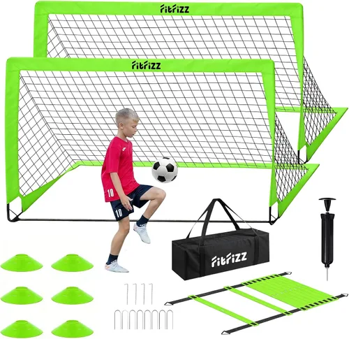 Miniatura 12 de Portería de fútbol, portería de fútbol para patio trasero, juego de red de fútbol portátil desplegable de 6 x 4 pies, equipo de entrenamiento