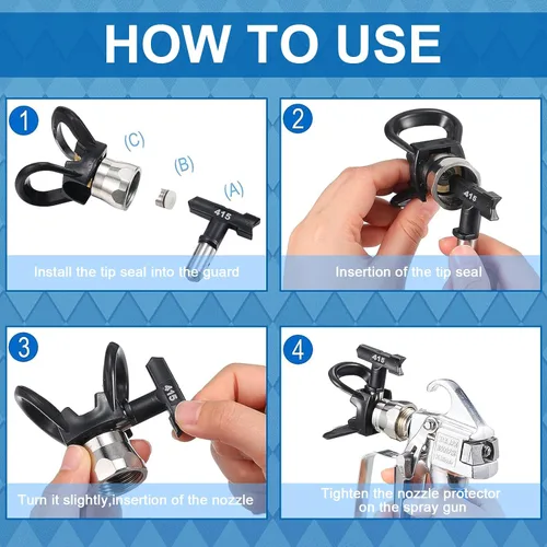 Miniatura 6 de 10 puntas de pulverización reversibles, puntas de boquilla de pulverización sin aire, con filtros de pistola pulverizadora, piezas de repuesto