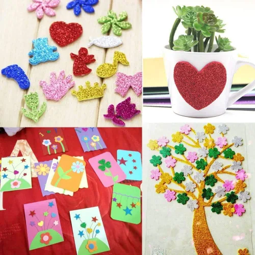 Miniatura 5 de 10 hojas de cartulina con purpurina Mluchee para decoraciones de Año Nuevo, Acción de Gracias, Navidad y otoño, papel autoadhesivo en la parte