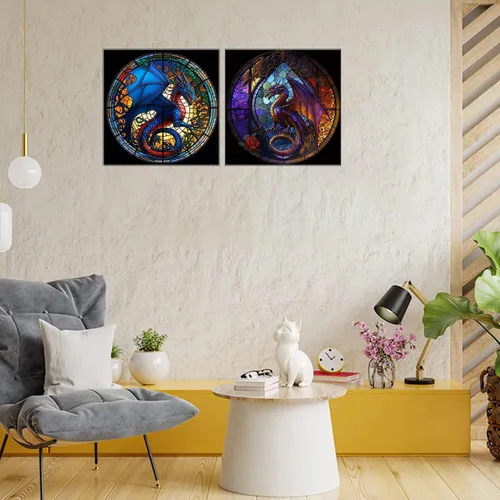 Miniatura 3 de RYMILIE Kits de Pintura de Diamantes para Adultos - Paquete de 4 Dragón Kits de Arte de Diamantes 5D DIY Taladro Completo Pinturas de Puntos