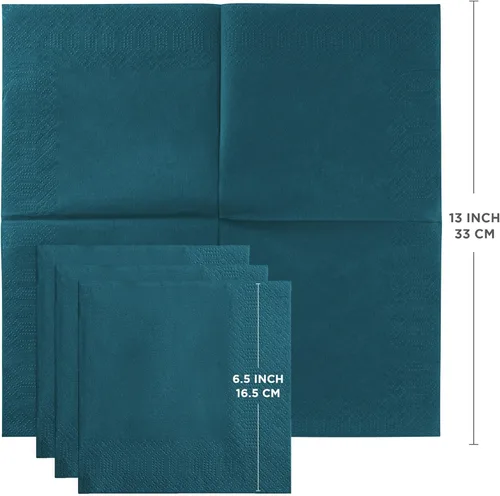 Miniatura 2 de Servilletas desechables de 3 capas de color verde azulado, 125 unidades, servilletas de papel para cócteles y fiestas para bodas, cumpleaños, bares
