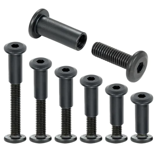 Miniatura 2 de 25 tornillos hexagonales negros y tuercas de barril M6x20mm para muebles, tornillos hexagonales negros y tuercas de barril, tornillos de fijación